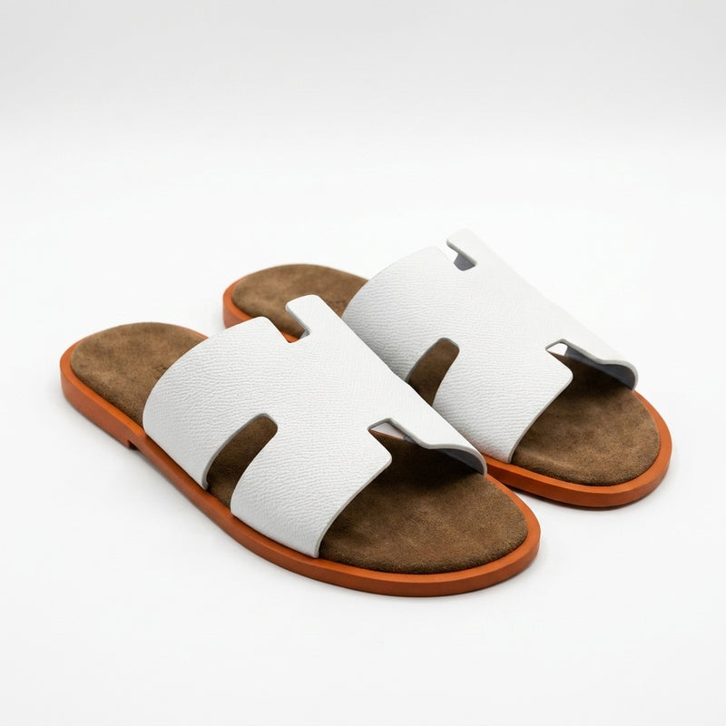 Hermès Men Slides | Izmir Ice Blue Brown Sole