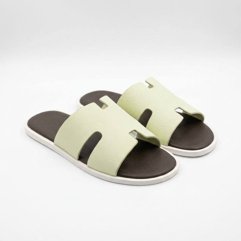 Hermès Men Slides | Izmir Mint Green Dark Brown Sole