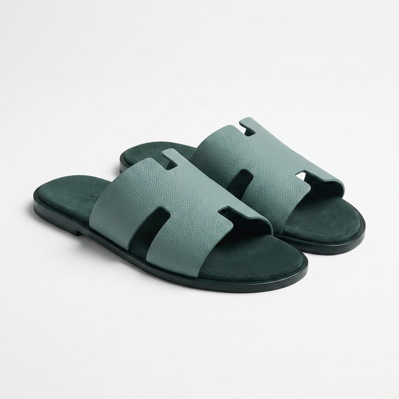 Hermès Men Slides | Izmir Sage Grey Epsom Leather