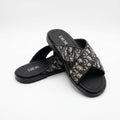 Dior Men Slides | Aqua Cross Strap Navy Oblique
