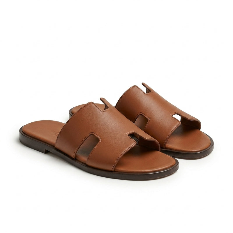 Hermès Men Slides | Izmir Tan Cognac Leather