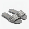 Dior Women Dway Slides | Grey Embroidered