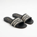 Dior Women Dway Slides | Black Embroidered