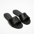 Chanel Women Oversized CC Flat Slides | Black
