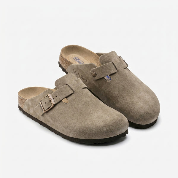Birkenstock Women Boston Clogs | Taupe Suede