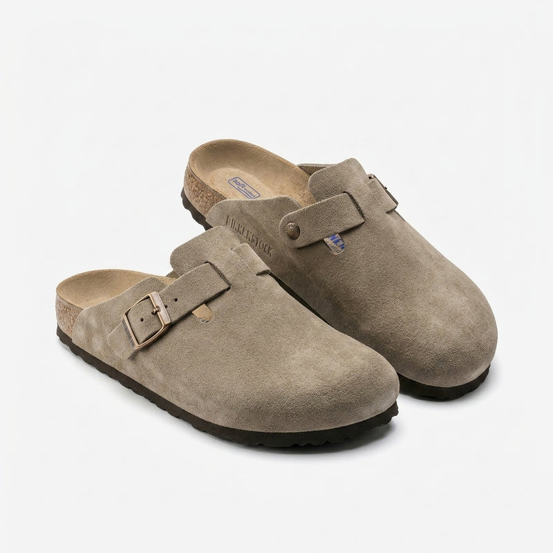 Birkenstock Women Boston Clogs | Taupe Suede