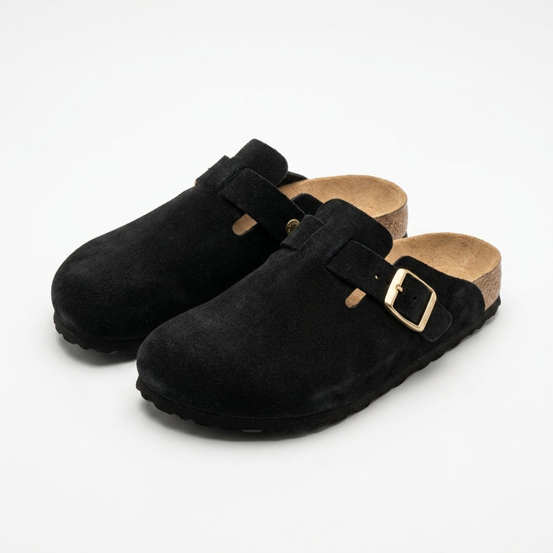 Birkenstock Women Boston Clogs | Black Suede