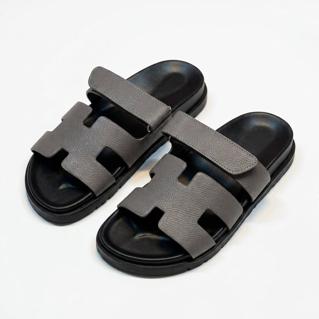 Hermès Women Adjustable H Strap Sandals | Dark Grey