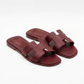 Hermès Women Oran Flat Slides | Burgundy