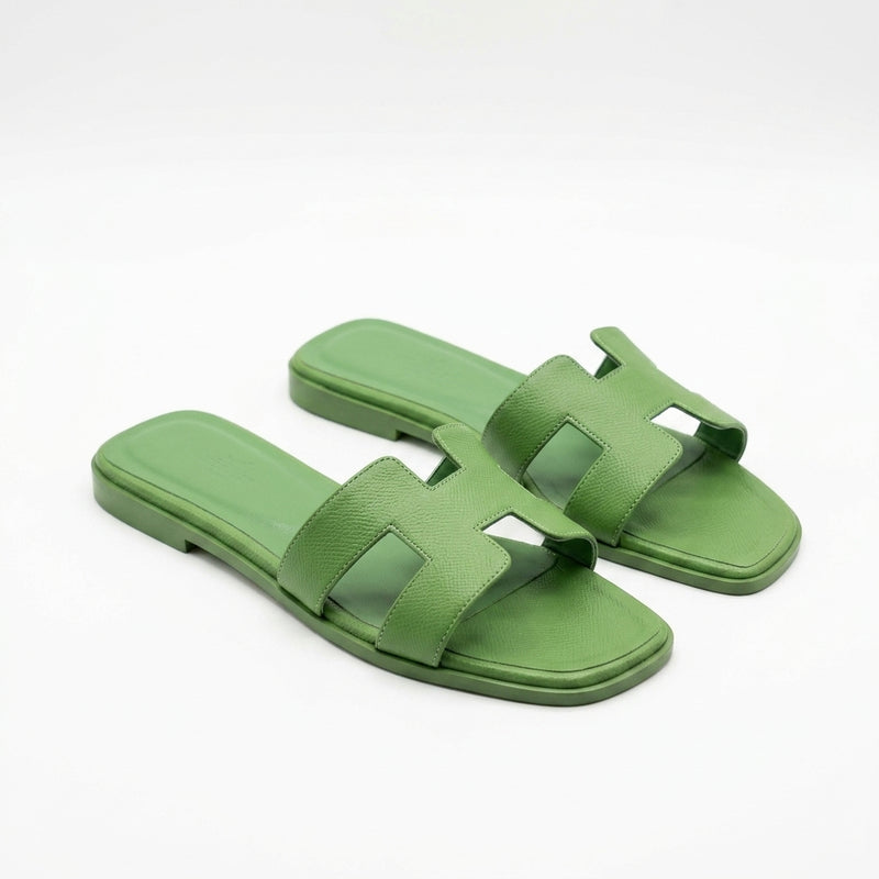 Hermès Women Oran Flat Slides | Sage Green