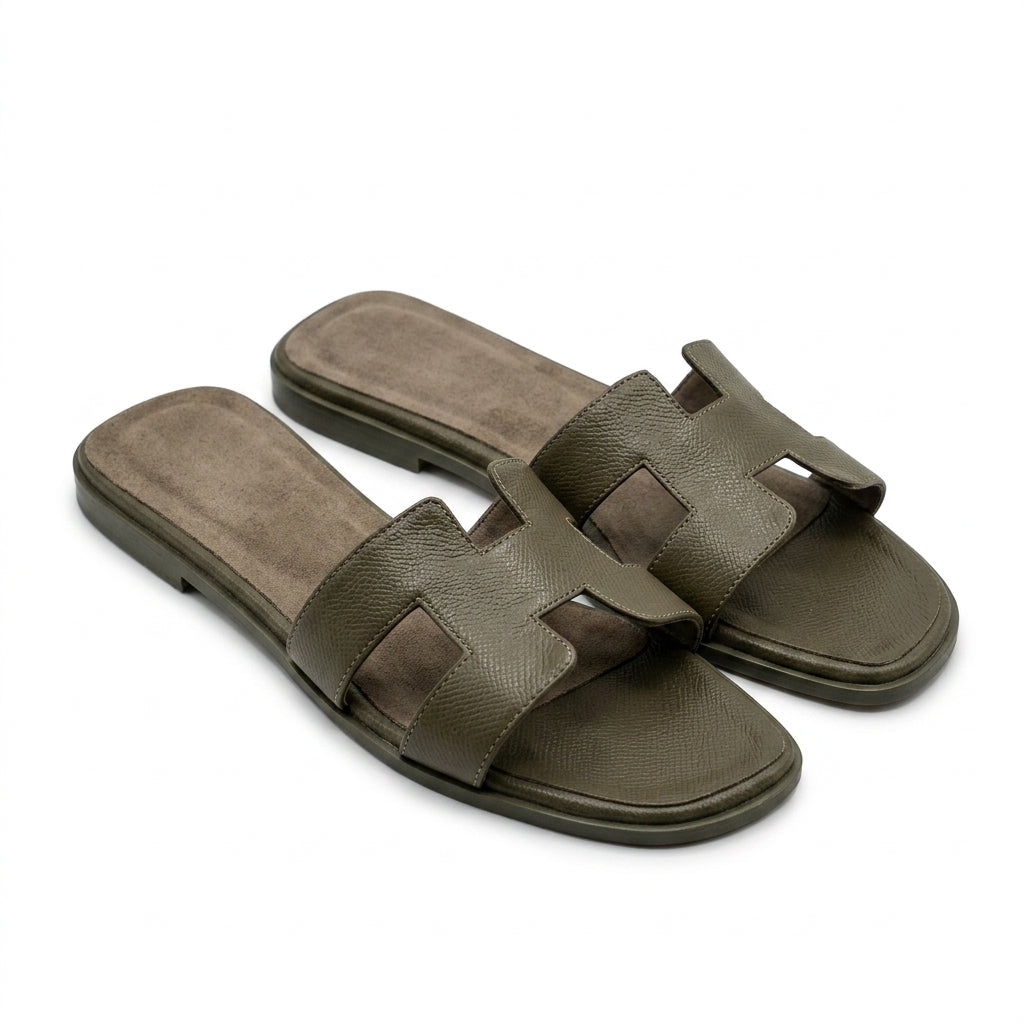 Hermès Women Oran Flat Slides | Olive