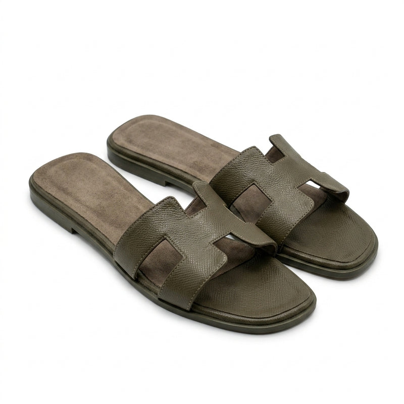Hermès Women Oran Flat Slides | Olive