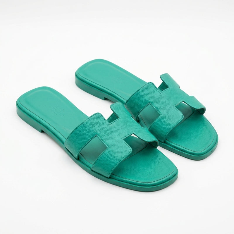Hermès Women Oran Flat Slides | Turquoise