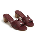 Hermès Women Oasis Heel Sandals | Burgundy