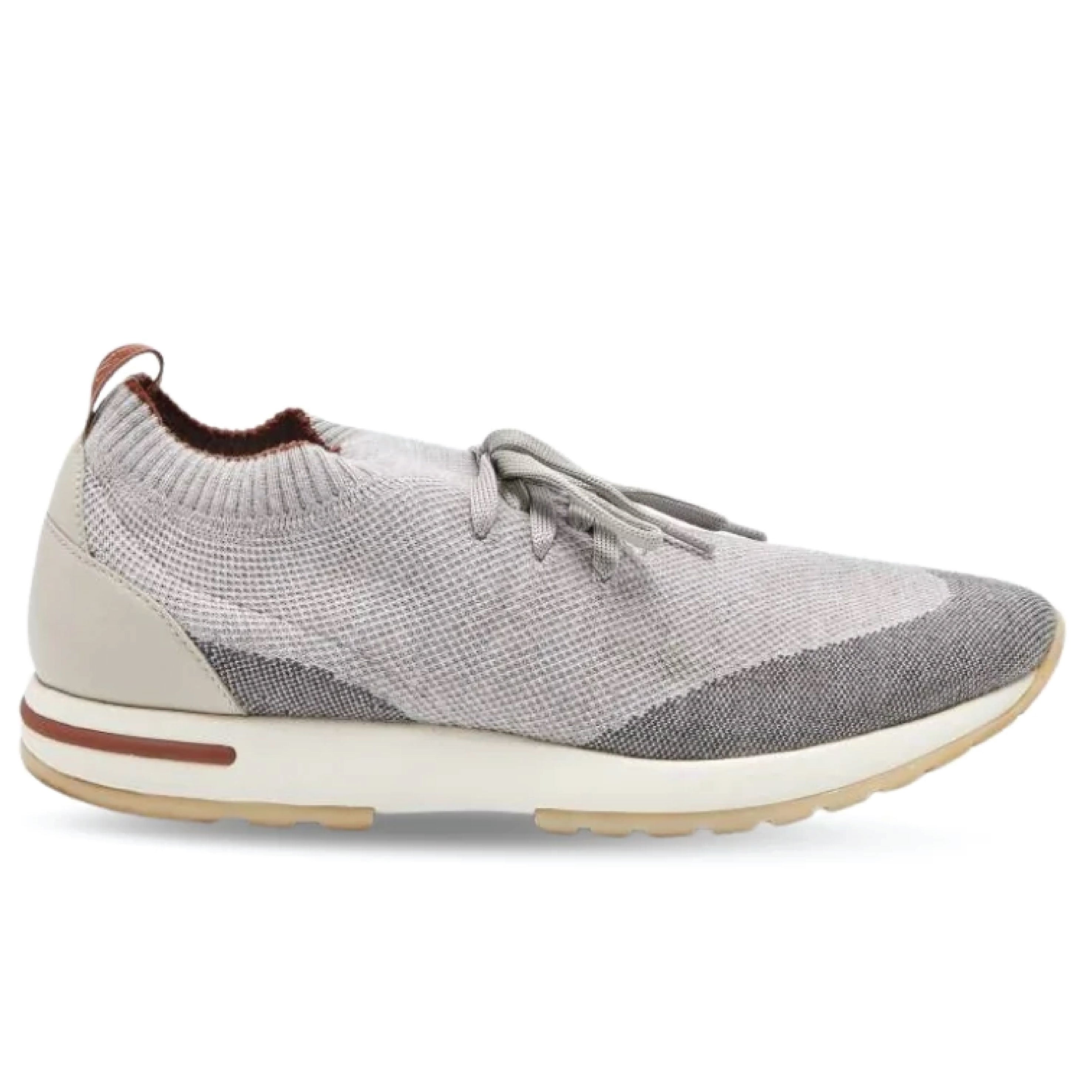 Loro Piana Grey Knit Fabric 360 LP Flexy Walk Low Top Sneakers