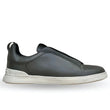 Zegna Triple Stitch Leather Sneakers | Carbon Black