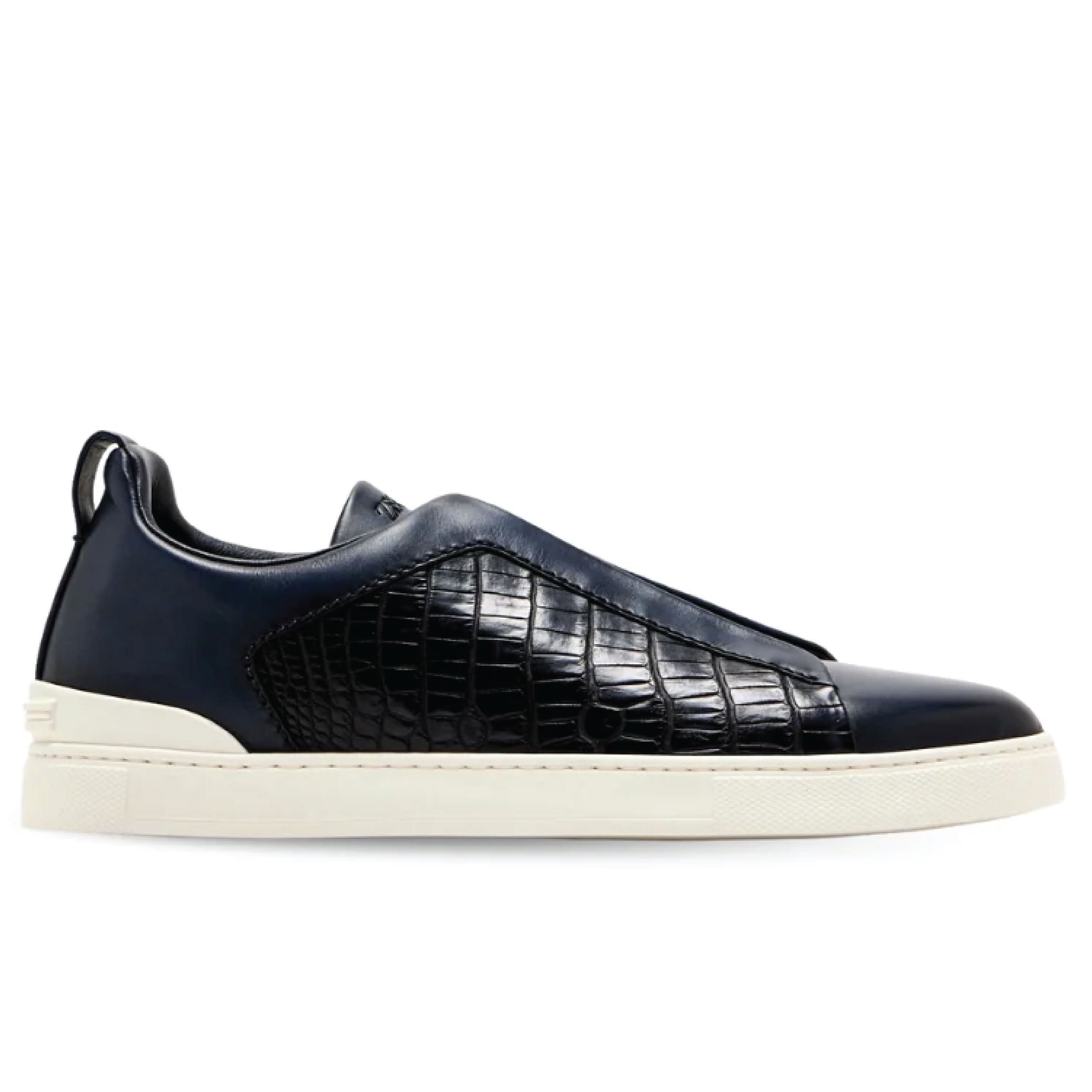 Zegna Crocodile Leather Triple Stitch Sneakers
