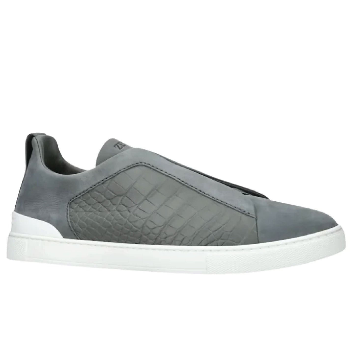 Zegna Crocodile Leather Triple Stitch™ SecondSkin Sneakers – Grey