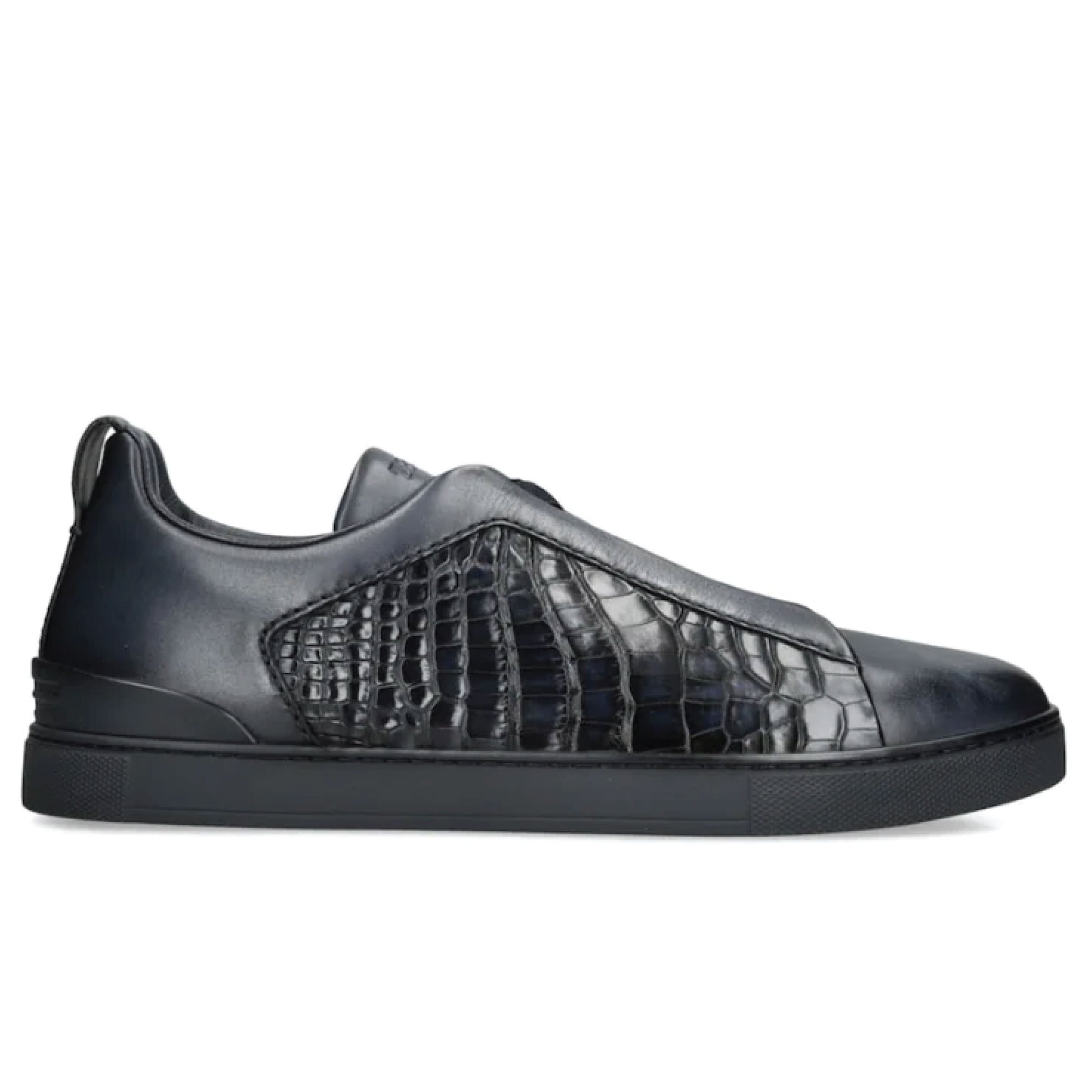 Zegna Black Deerskin Triple Stitch™ Sneakers – Everyday luxury low top