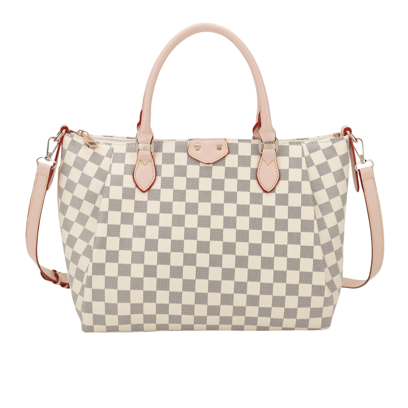 Louis Vuitton Bag | White Gray Checkered Shoulder Tote Bag