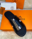 Hermes Izmir Croco Black Sandals