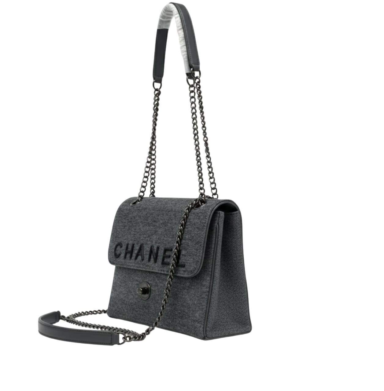 Chanel Bag | Shoulder Bag In A Felted Material With A Black Logo.