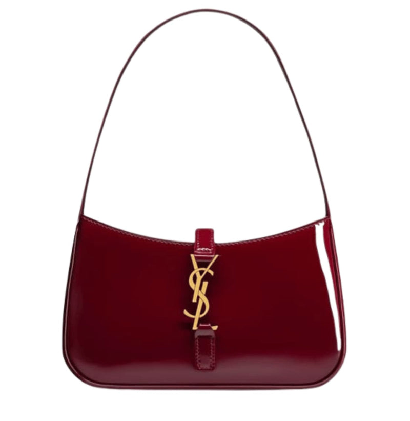 Saint Laurent Bag | Le 5 À 7 Mini Patent-leather Shoulder Bag In A Dark Red Or Burgundy Color