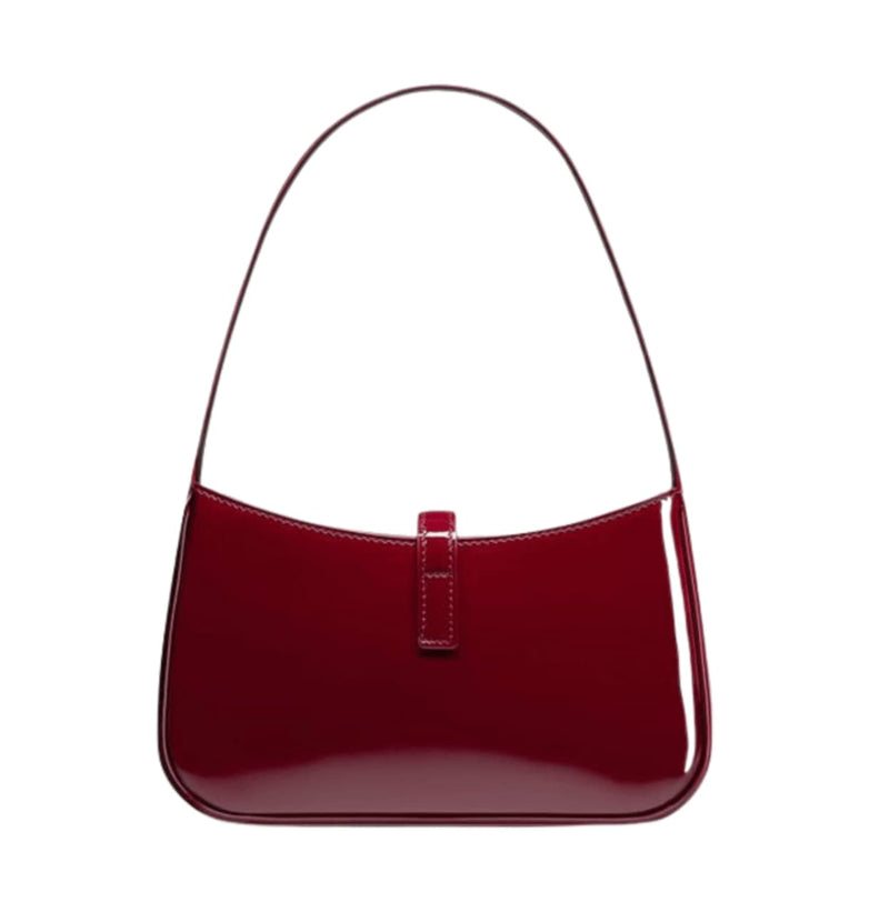 Saint Laurent Bag | Le 5 À 7 Mini Patent-leather Shoulder Bag In A Dark Red Or Burgundy Color