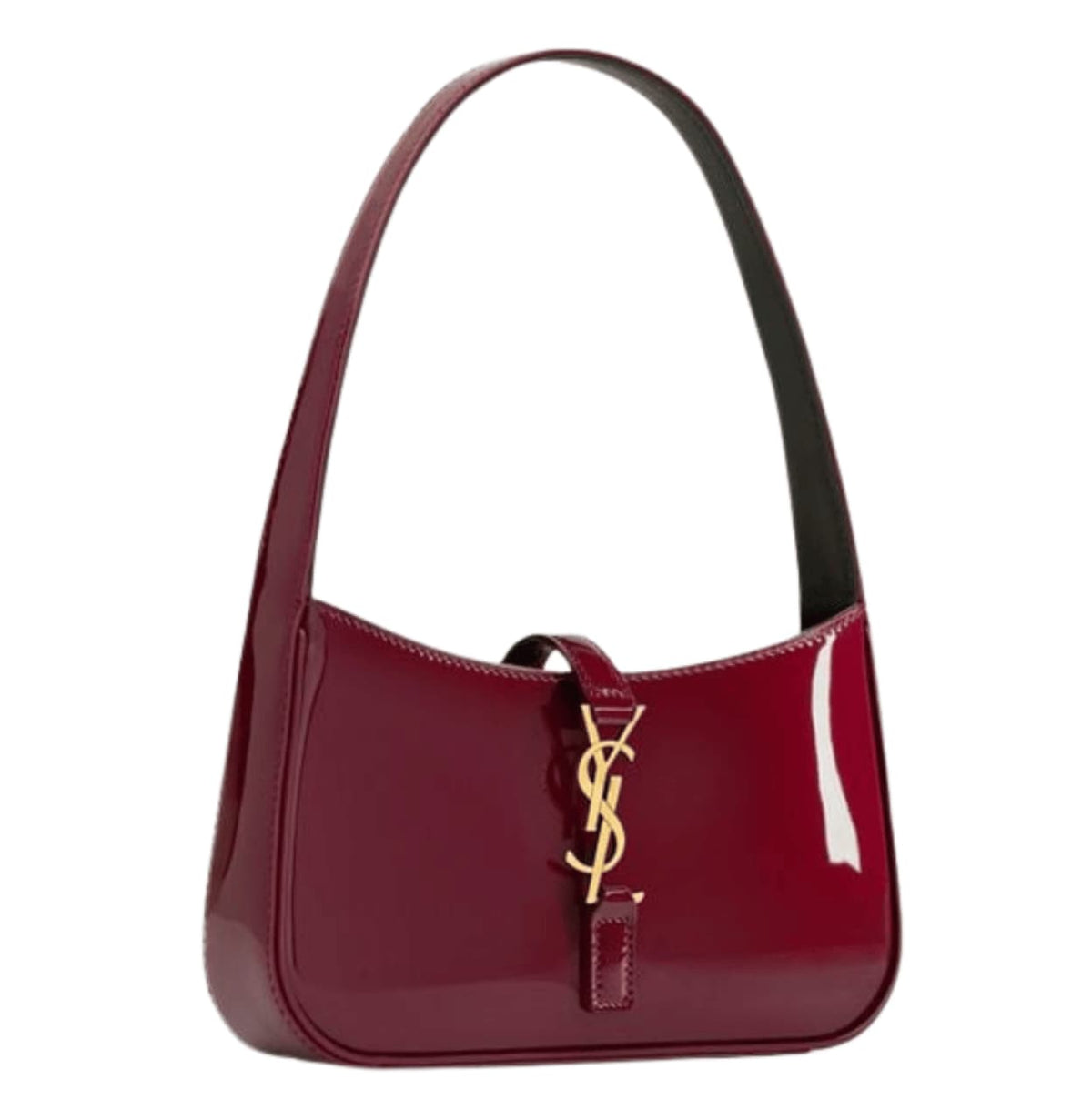Saint Laurent Bag | Le 5 À 7 Mini Patent-leather Shoulder Bag In A Dark Red Or Burgundy Color