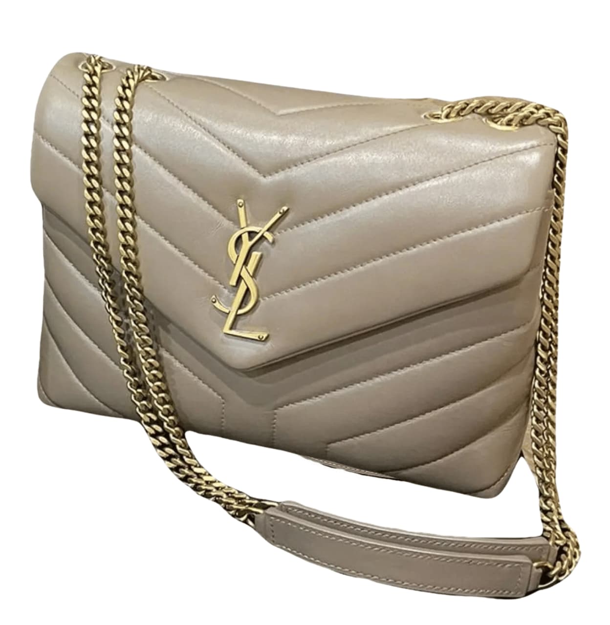 Saint Laurent Bag | Loulou Small Chain Bag In Taupe Or Beige Calfskin Leather