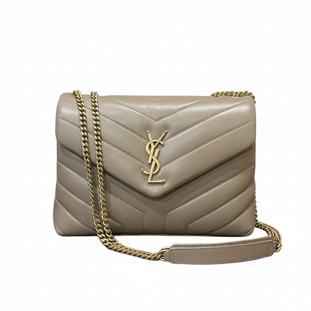 Saint Laurent Bag | Loulou Small Chain Bag In Taupe Or Beige Calfskin Leather