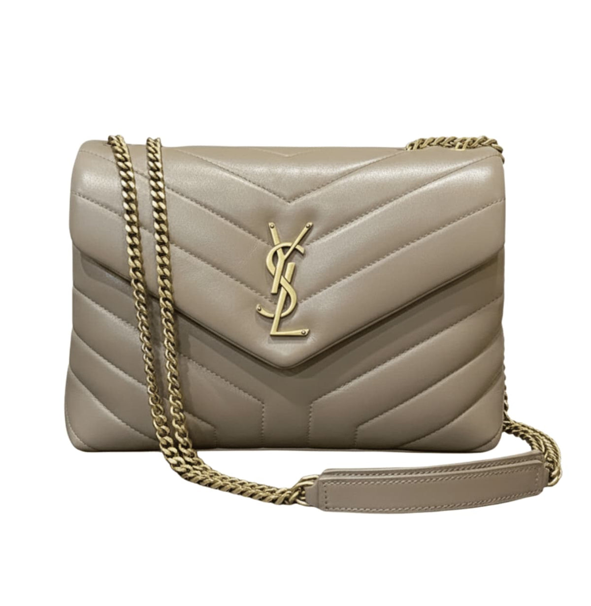 Saint Laurent Bag | Loulou Small Chain Bag In Taupe Or Beige Calfskin Leather