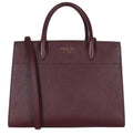 Prada Bag | Bibliotheque Saffiano City Leather Tote Handbag In A Burgundy Color