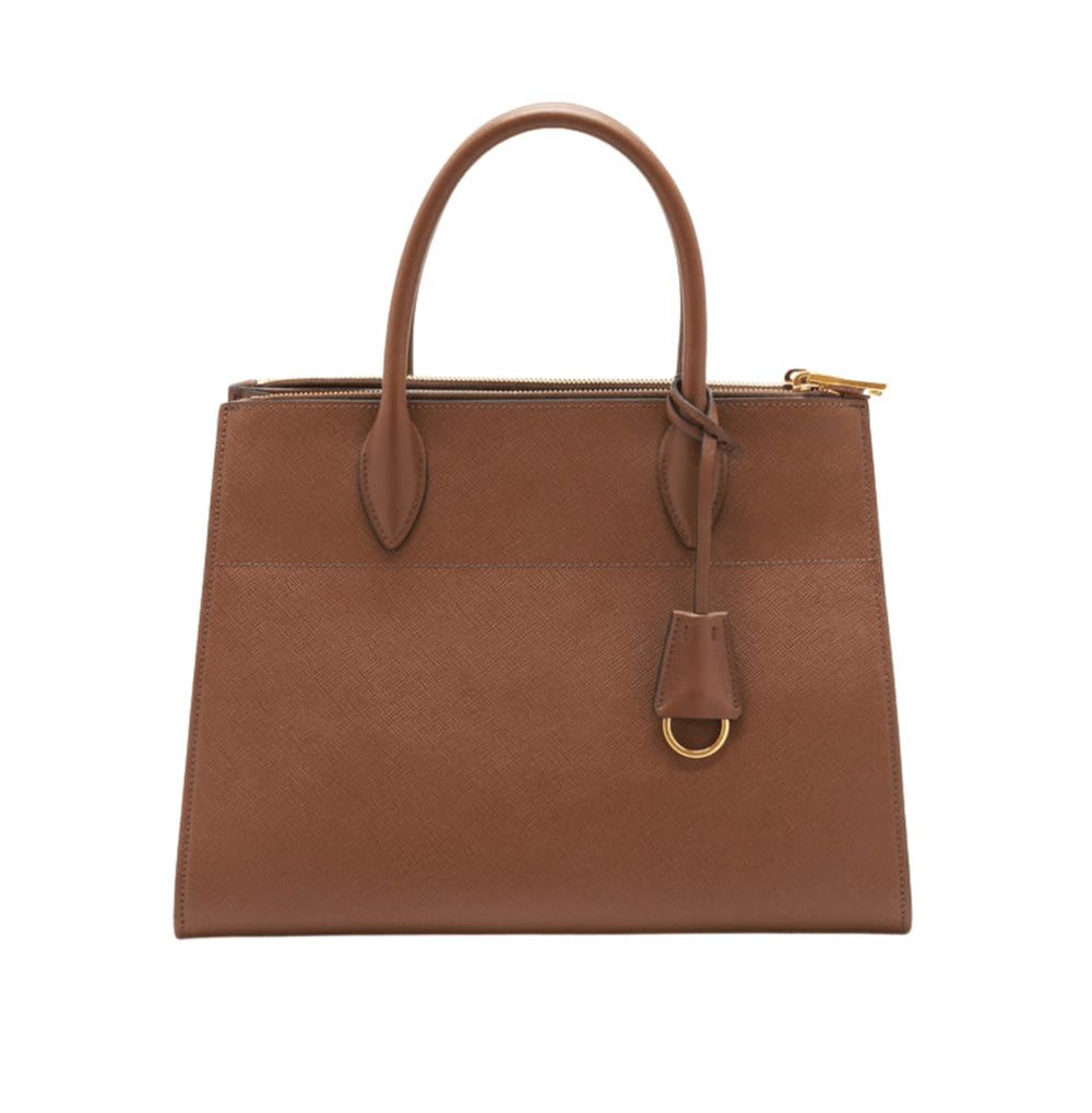 Prada Bag | Saffiano And City Calf Paradigme Tote Bag In A Caramel Brown Color