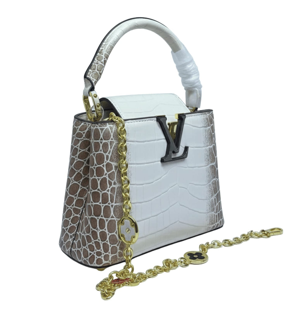 Louis Vuitton Bag| Capucines White Brown Crocodilian Leather