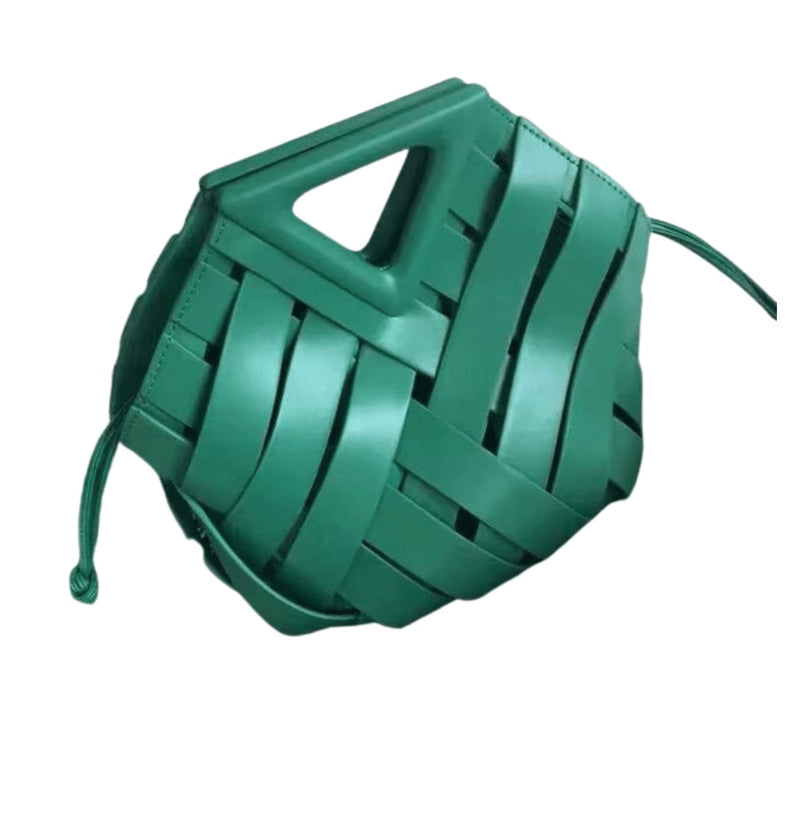 Verano Hill Bag | Green Vegan Leather Woven Bag