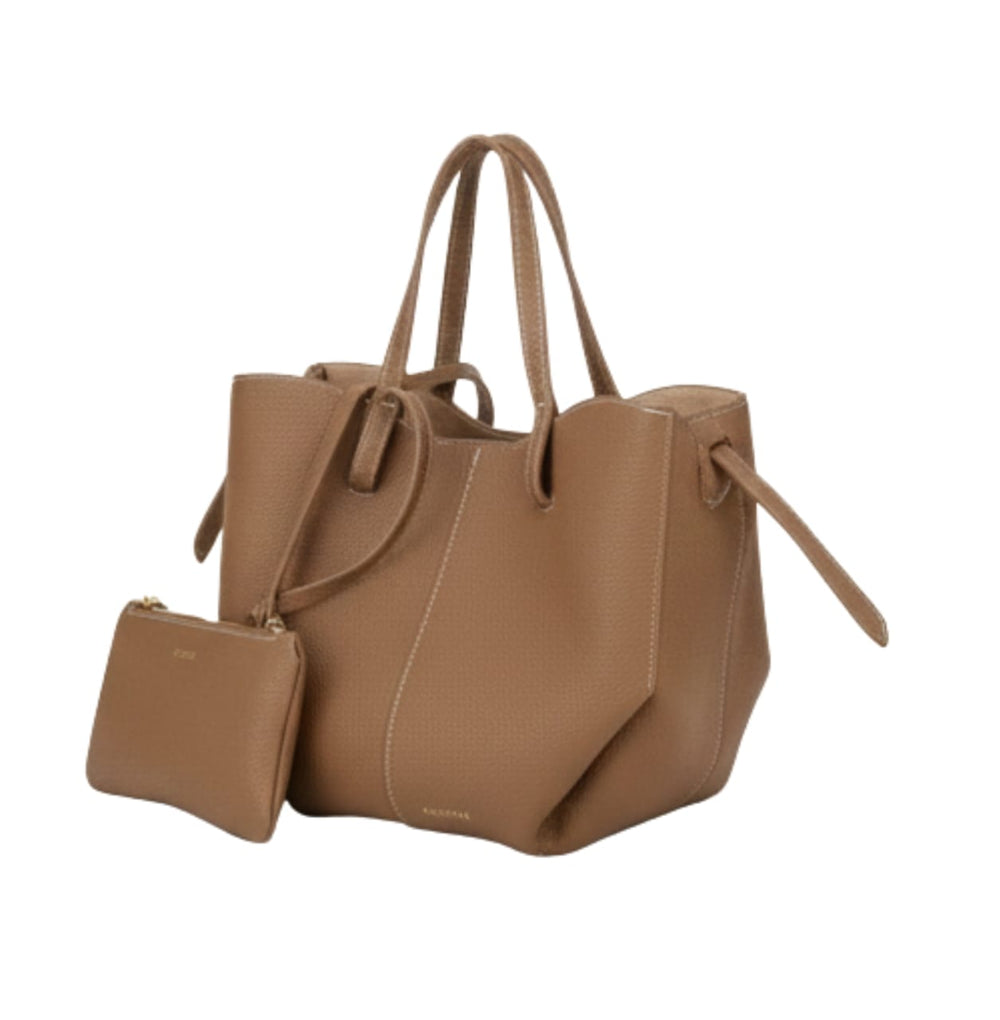 Polène Bag| Cyme Mini Bag In Textured Camel Leather