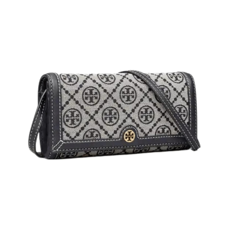 Tory Burch Bag | T Monogram Jacquard Wallet Crossbody In The Color Tory Navy