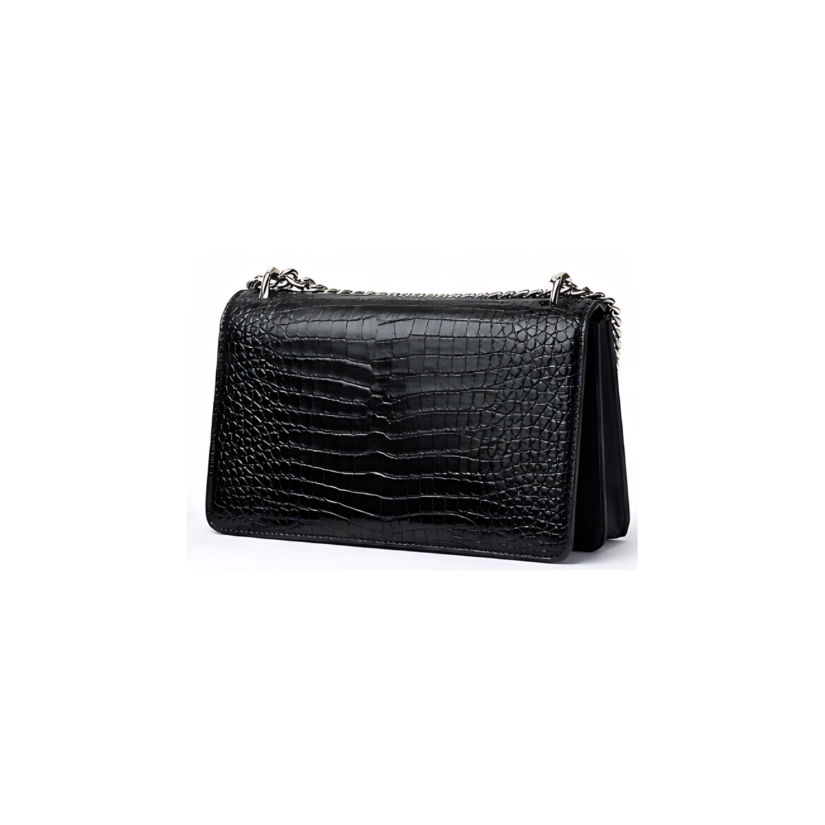 YSL Bag | Sunset Medium Black Croc-Embossed