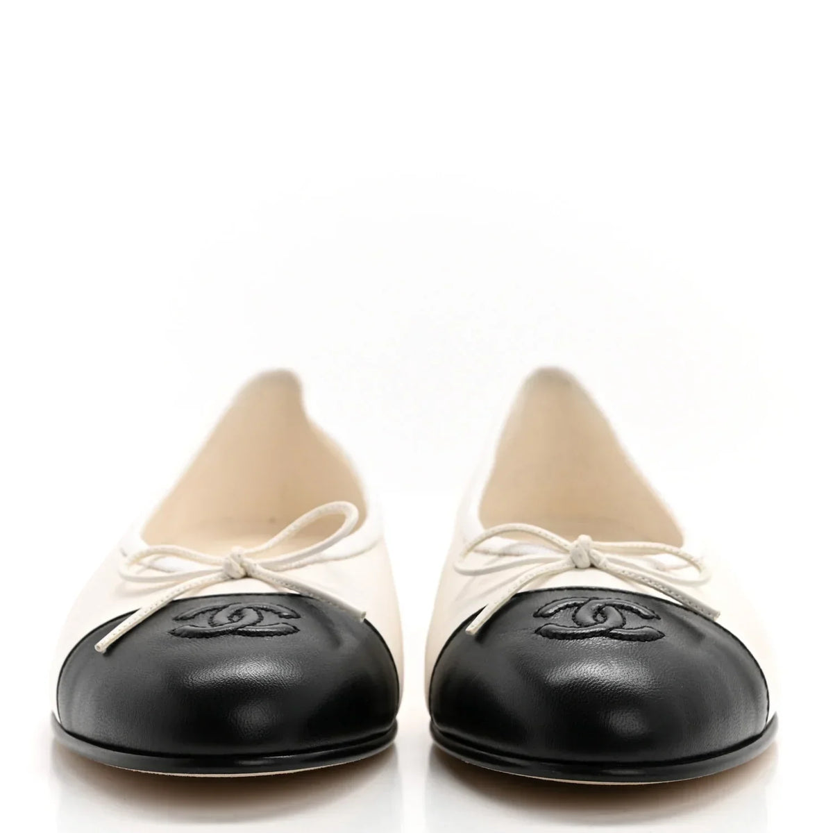Chanel Women's Loafers | Lambskin Cap Toe CC White Black