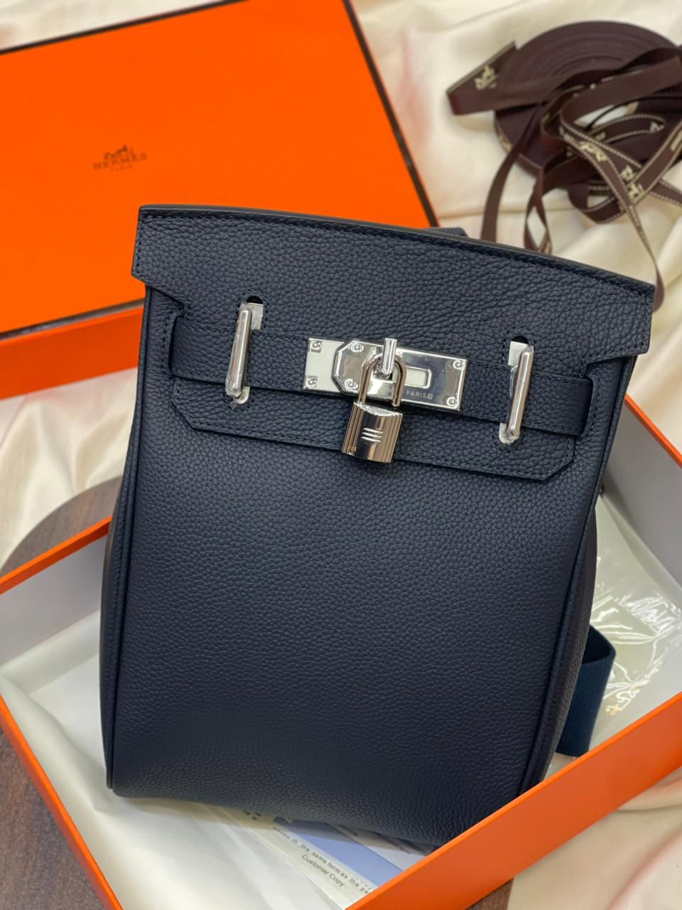 Hermés Hac a Dos PM Backpack in Black Navy Togo Leather
