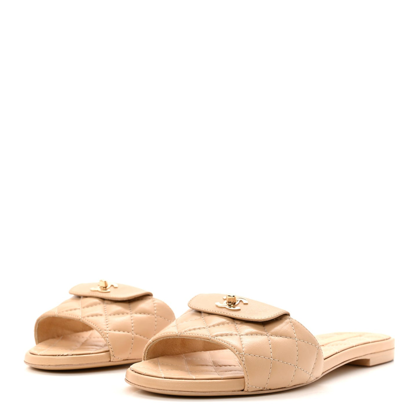 Chanel Quilted Logo Slide Sandals