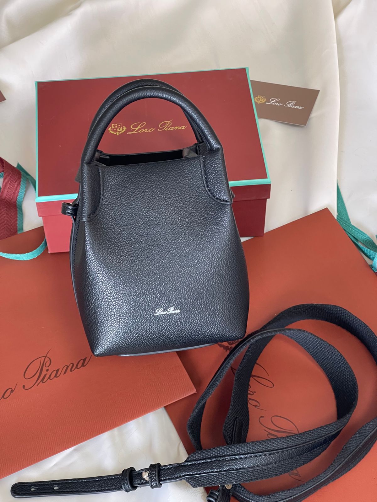 Loro Piana Micro Bale Bag in Grained Leather