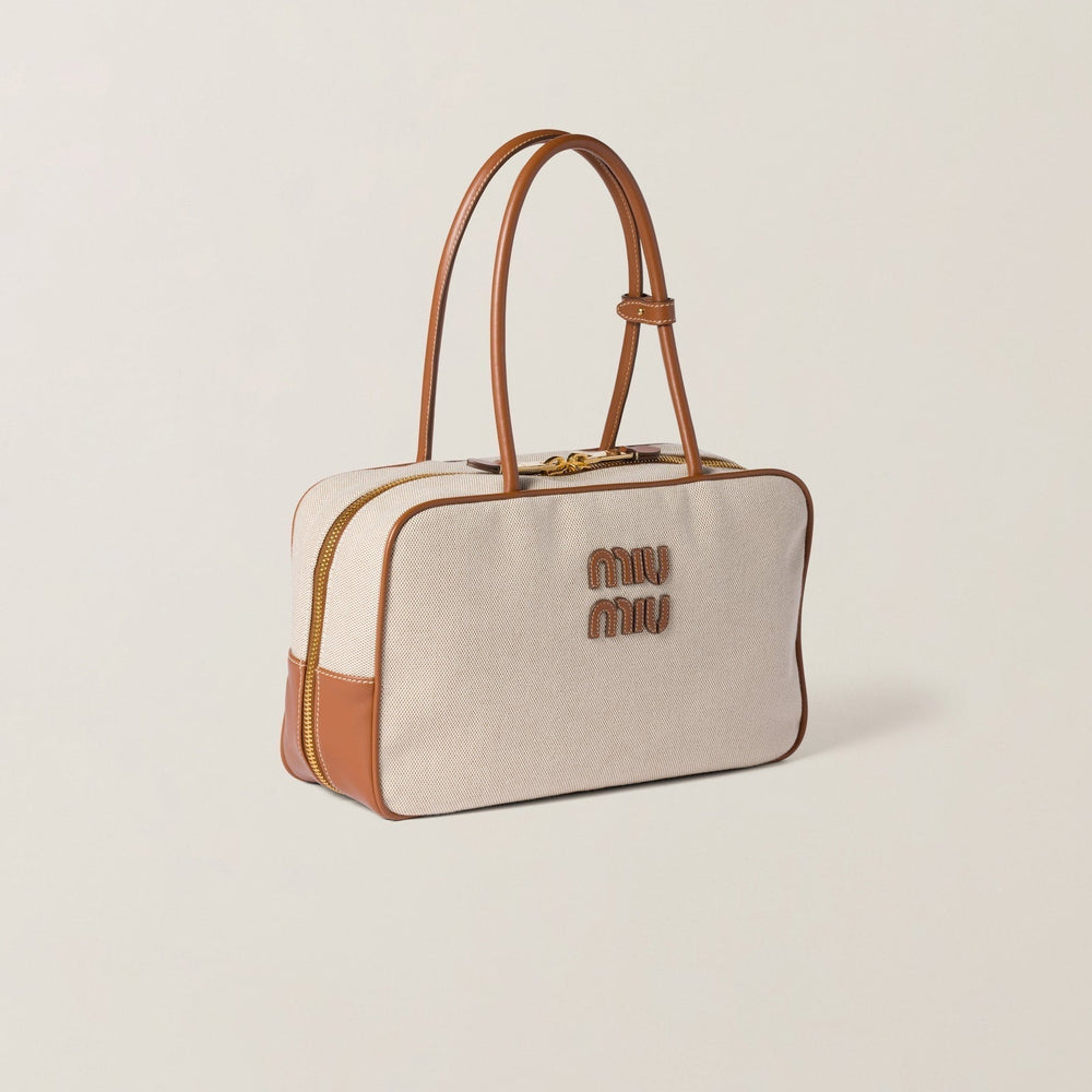 Miu Miu Bag | Beau canvas and leather bag Beige/brandy