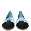 Chanel  Women's Loafers |  Lambskin Grosgrain Cap Toe CC Light Blue Black