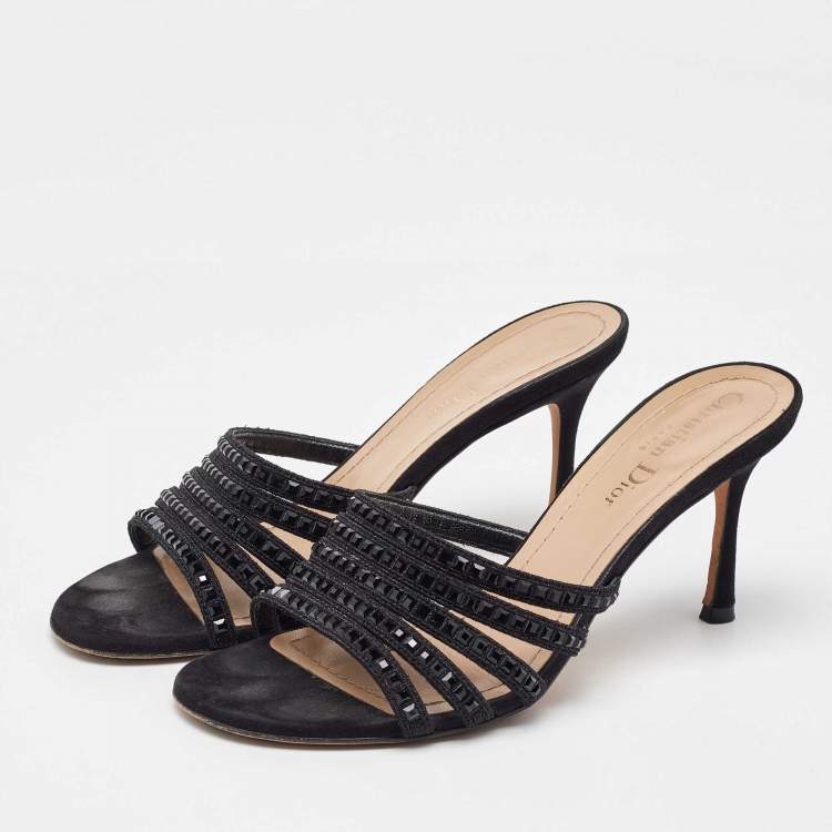 Dior black suede mules