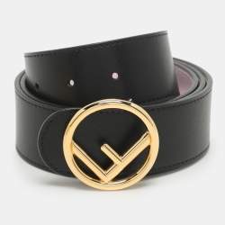 Fendi Belt | Black Leather F Logo Round