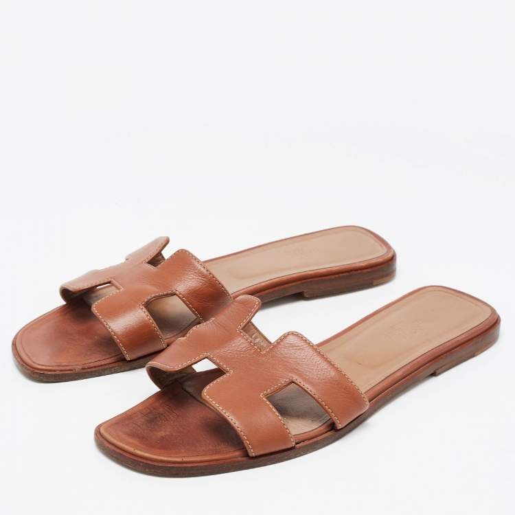 Hermès Oran Sandal Brown Leather