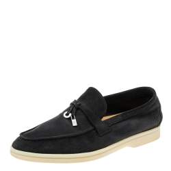Loro Piana Women's Loafers |Summer Charms Walk Black Suede