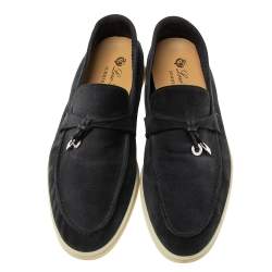Loro Piana Women's Loafers |Summer Charms Walk Black Suede